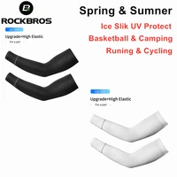 rockbros bicycle arm sleeves spring summer basketball camping uv protect outdoors sports ice fabric running arm warmers