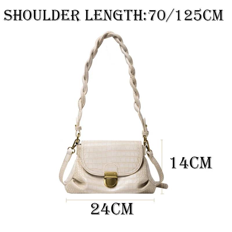

Crocodile Pattern Vintage Small Crossbody Bags for Women 2020 Winter Shoulder Bag Women's Luxury Trend Branded Hand Bag