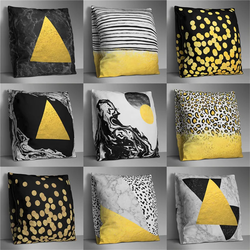 

Геометрические декоративные чехлы на подушку эко подушки черного и золотого цвета наволочка вечерние отельные наволочки крышка