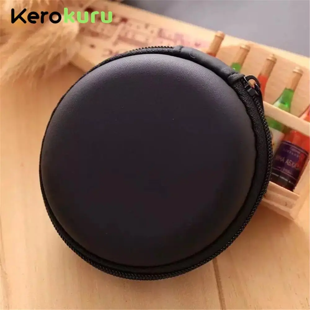 Портативный мини-чехол для наушников Kerokuru, круглые жесткие наушники на молнии, чехол для наушников, монета, TF карта, USB кабель для наушников, сумки