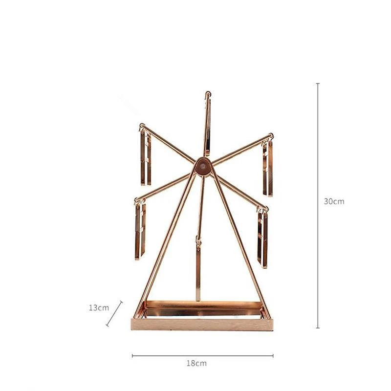 

Nordic Jewelry Organizer Rack Metal Ferris Wheel Necklace Storage Shelf Desktop Bracelet Earrings Stand Ring Stud Display Holder