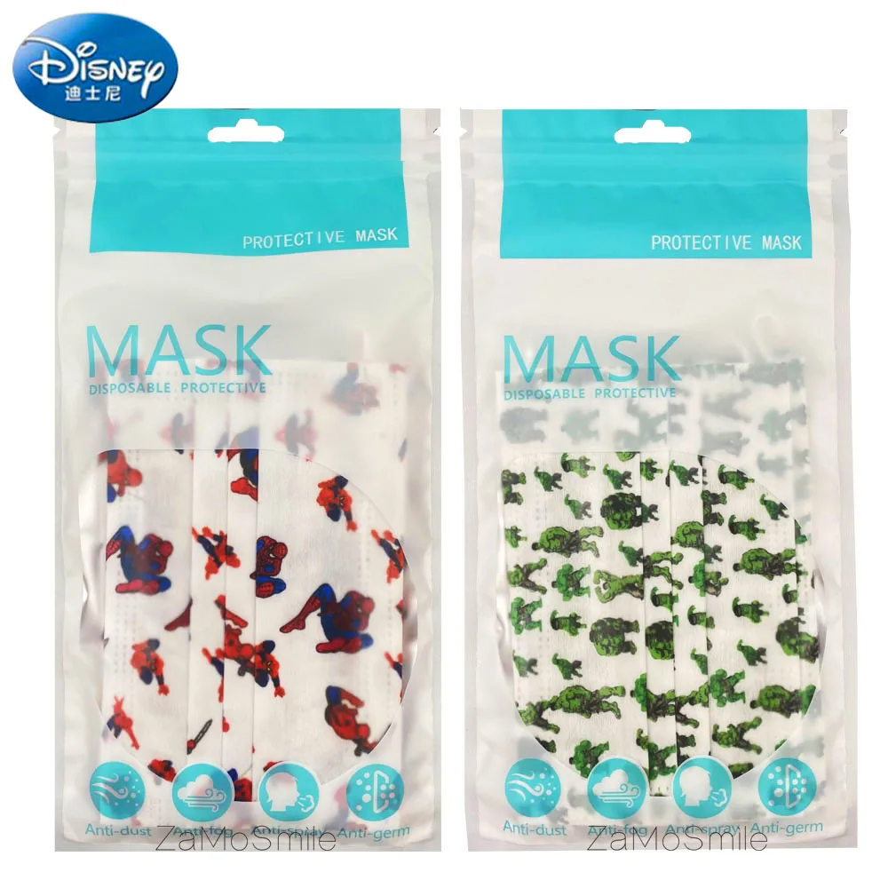 

Children's Disposable Mask White Spider Print Cartoon Anime Face Cover 3-Layer Protective Filter Green Mask For Kids