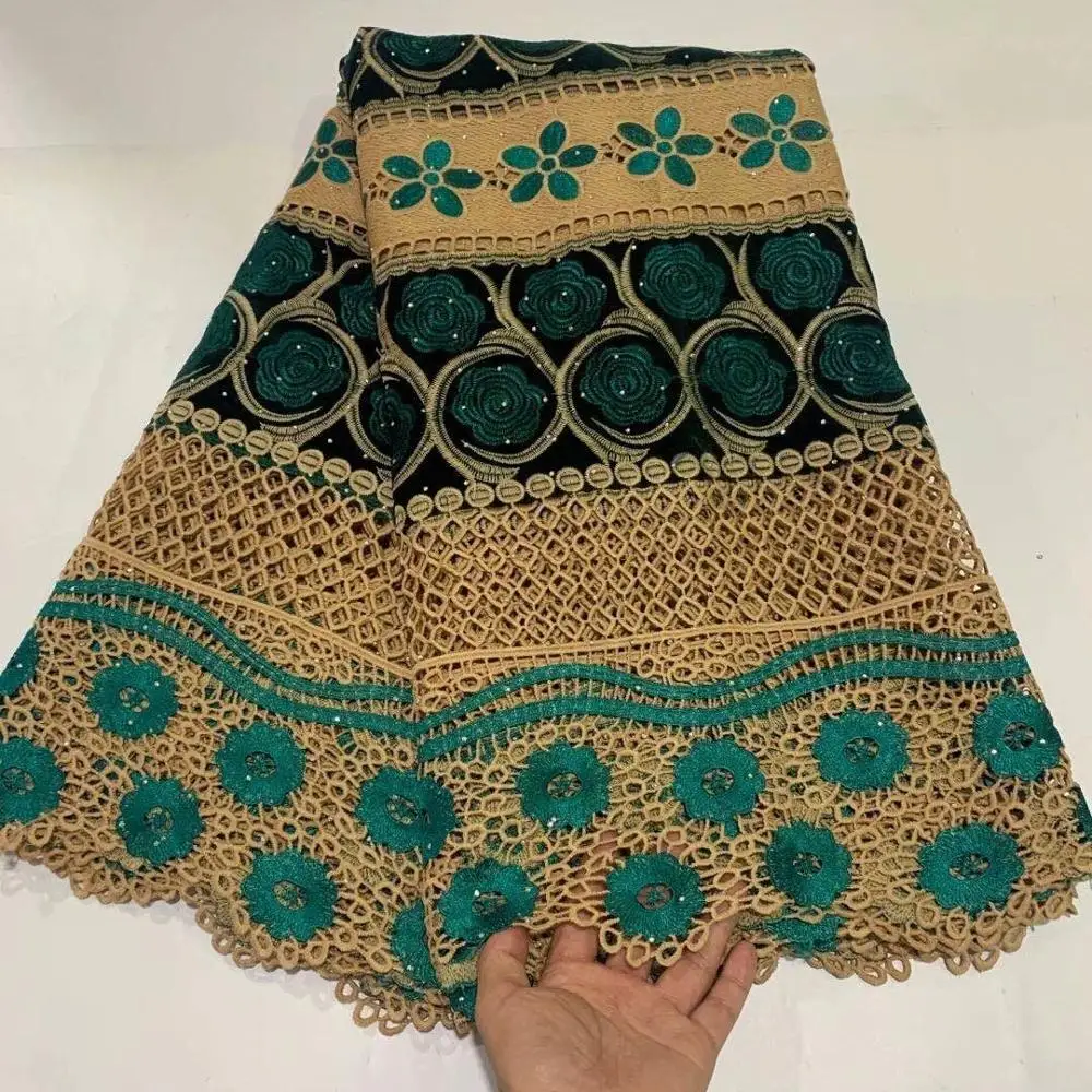 

CS New Arrival high quality african cord lace fabric flannelette chemical lace water soluble guipure lace fabric for wedding