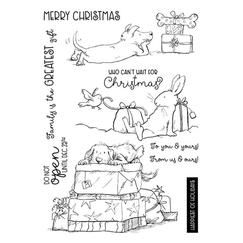 

Merry Christmas With Animals And Gifts Stamp And Die For Diy Card Making 2021 Die And Stamp Set