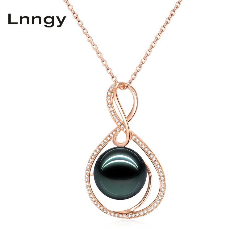 

Lnngy 18K Gold 12mm Black Tahiti Pearl Pendant 18K White Gold/Yellow Gold/Rose Gold Diamond Weave Pendant Separate Pendant