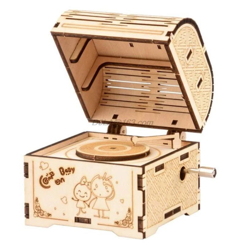 DIY рукоятка Музыкальная Коробка Модель 3D деревянная головоломка игрушка