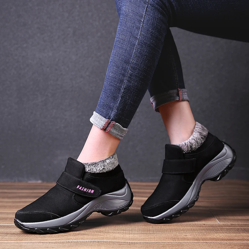 

2020 snow boots for women winter fashion warm plush platform ankle boots for women waterproof high heel boots for women