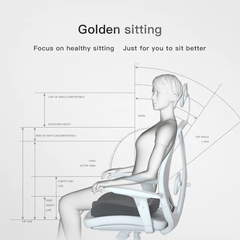 

CHECA GOODS Premium Comfort Seat Cushion - Non-Slip Orthopedic 100% Memory Foam Coccyx Cushion for Tailbone Pain Back Pain