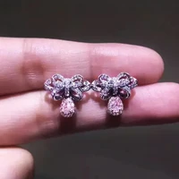 huitan aesthetic pink water drop cz dangle earrings women for engagement party delicate girls accessories new fashion jewelry
