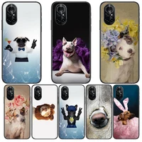 cute dog clear phone case for huawei honor 20 10 9 8a 7 5t x pro lite 5g black etui coque hoesjes comic fash design