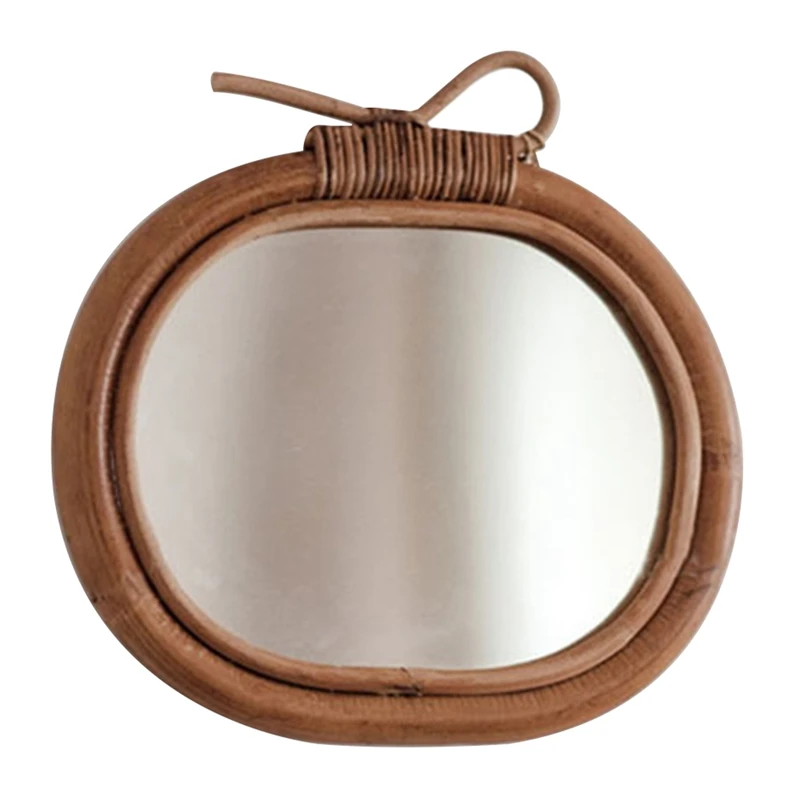 

Настенное зеркало из ротанга, украшение в скандинавском стиле, винтажное круглое зеркало для макияжа, подвесное украшение, арт-декор Apple, по...