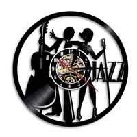 jazz band cellist and singer laser etched silhouette vinyl record wall clock jazzist musical home decor handicraft art watch