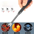 USB импульсно-дуговая Зажигалка зажигания пистолет лампы в форме свечи газовая плита воспламенитель 360 градусов шланг стержень зажигания показывает о Зажигалка Алюминий трубка безопасные барбекю газа