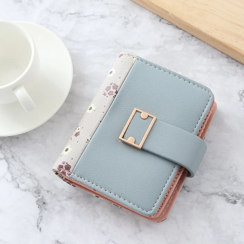 

Women Small Wallet Ladies Short Key Case Female Coin Purse Soft Leather Printed Card Holder Mini Flowers Handbags monedero mujer