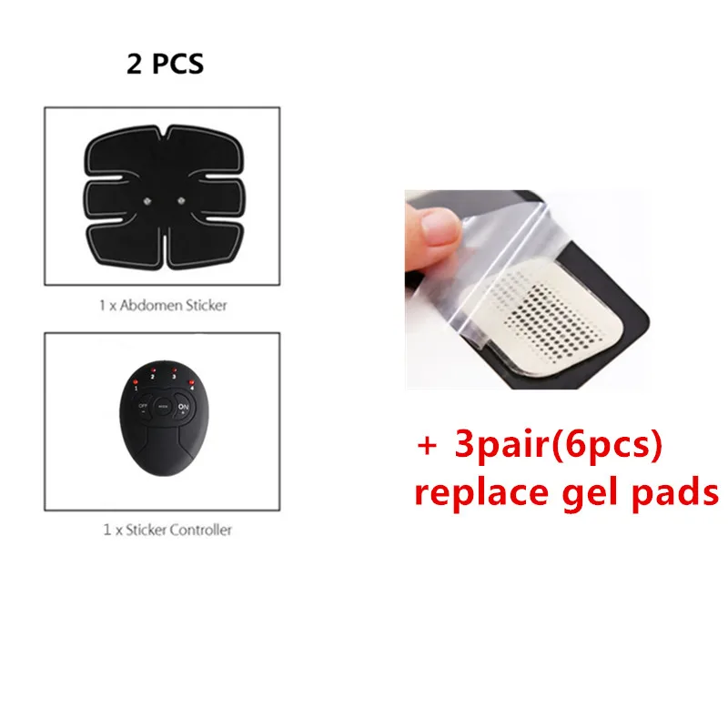 1 set with 3pair gel Машина для пресса электрический стимулятор мышц ABS ems тренажер фитнес потеря веса тело массаж для похудения с розничной коробкой - Цвет: 1 set with 3pair gel