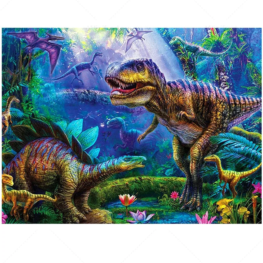 

New Dinosaur Animals Poster Full Square/round Drill 5D Diy Diamond Painting for Boys Nursery 3D Diamond Embroidery Cross Stitch