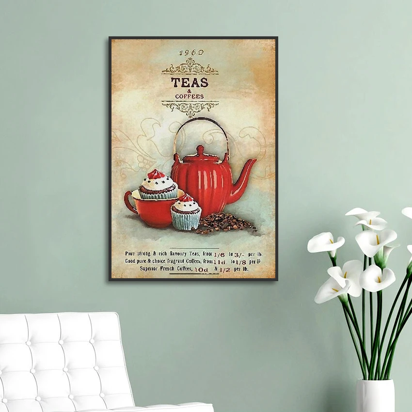 

Nordic Poster Vintage Modern Minimalist Coffee Dessert Canvas painting Abstract Home Decoration Kitchen Wall Pictures Unframed