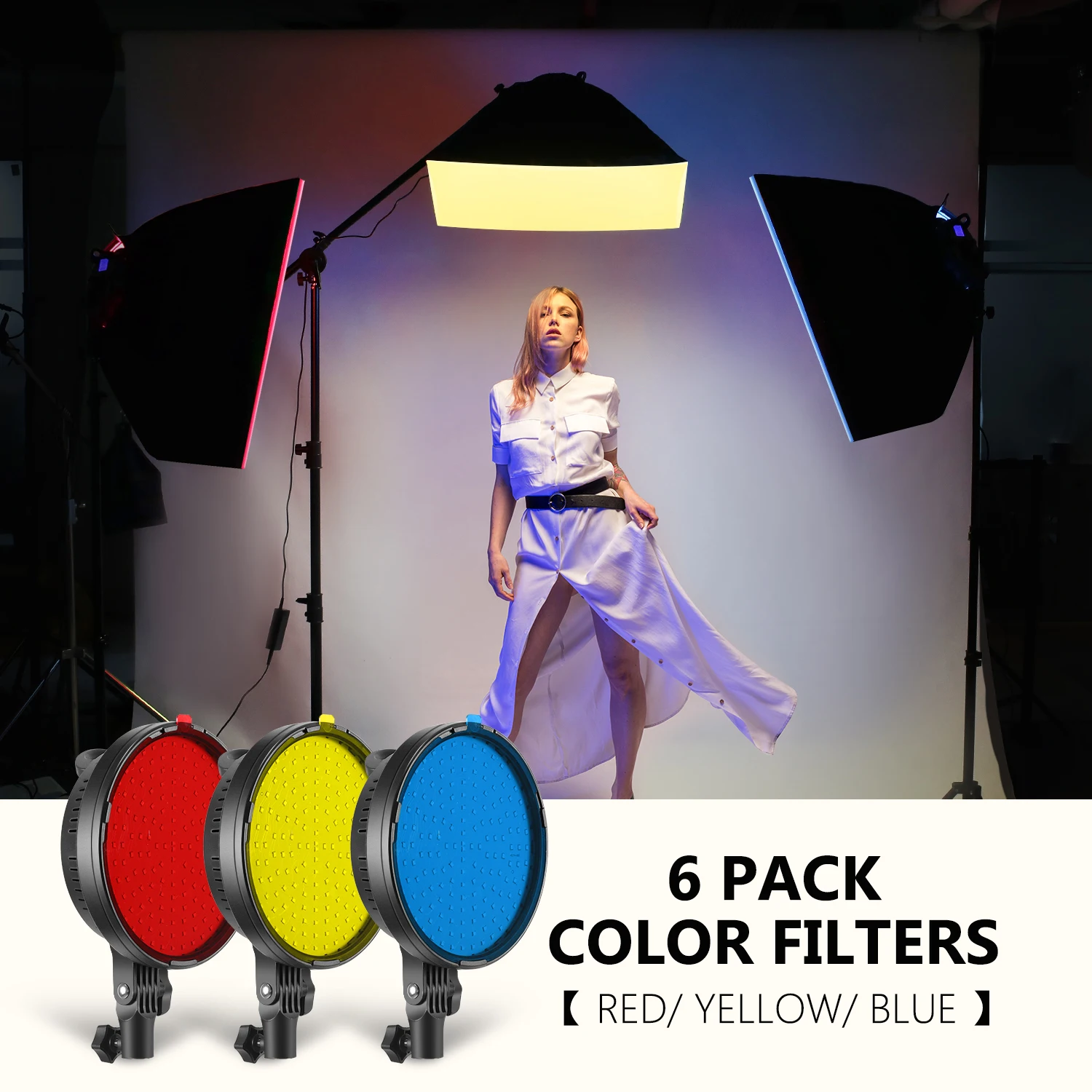 

Neewer 3Pcs 2.4G LED Softbox Lighting Kit+Color Filter:3200-5600K 48W Dimmable LED Light 2.4G Remote for Photo Studio Video