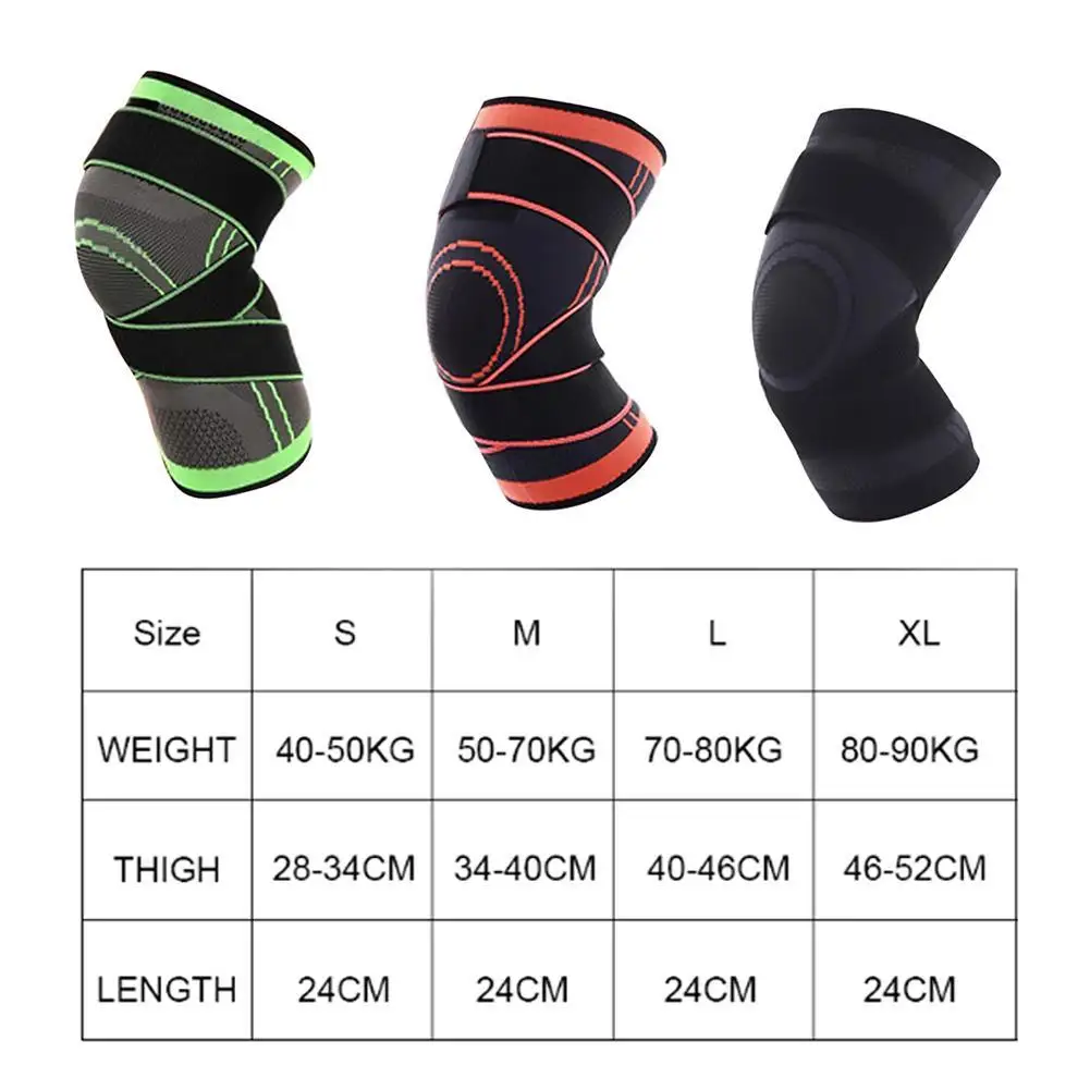 

1PC Fitness Exercise Knee Pads Compression Strap Fitness Exercise Running Arthritis Muscle Joints Non-slip Nylon 3D Knee Pads