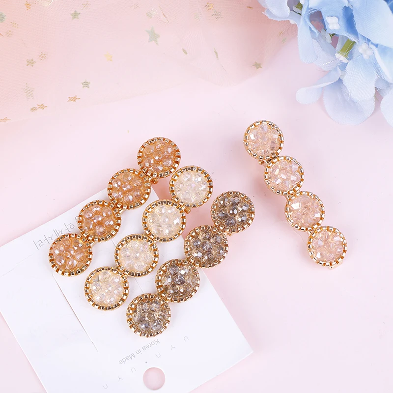 Корейский Кристалл Стразы заколки для волос женские Геометрическая круглая