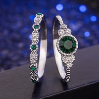 2pcs emerald sapphire gemstones rings for women wedding engagement 925 ring sterling silver fine jewelry best gifts drop ship