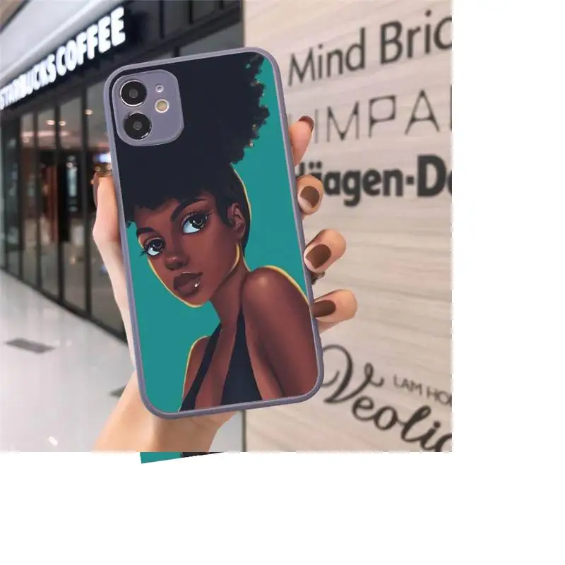 

Personalized POPPIN Black Girl Phone Cases Matte Transparent for iPhone 7 8 11 12 s mini pro X XS XR MAX Plus cover funda