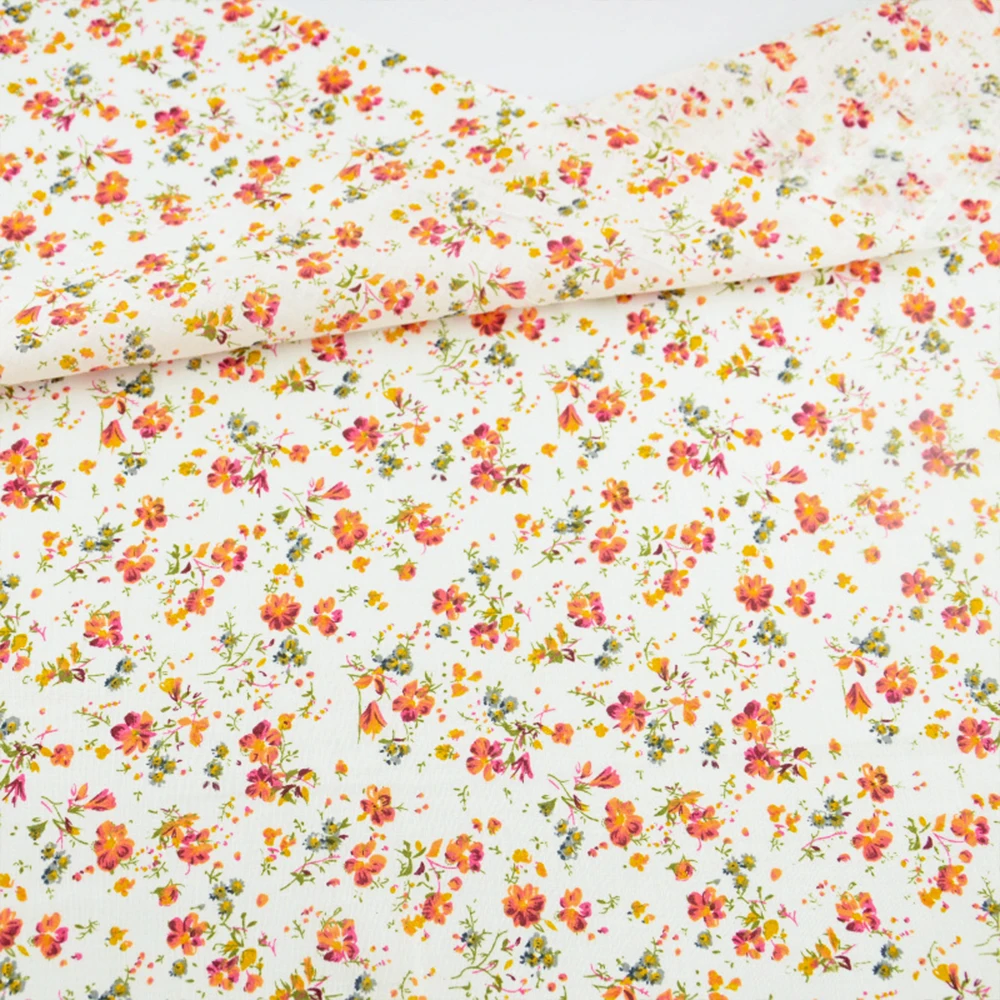 Новое поступление хлопковая простая ткань оранжевый и красный цветок