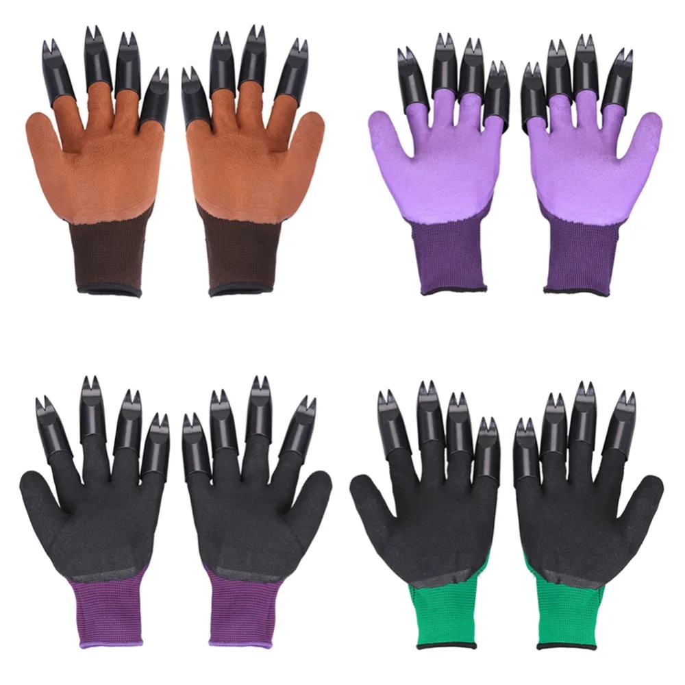 1 Pair Garden Gloves 4 ABS Plastic Genie Rubber With Claws Quick Easy to Dig and Plant For Digging Planting | Дом и сад