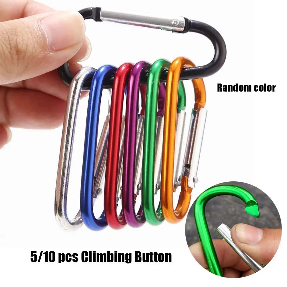 

5/10Pcs Outdoor Sports Multi Colors Aluminium Alloy Safety Buckle Keychain Climbing Button Carabiner Camping Hiking Hook