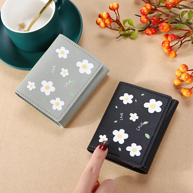 Женский бумажник из искусственной кожи кошелек с цветочным принтом зеленый |