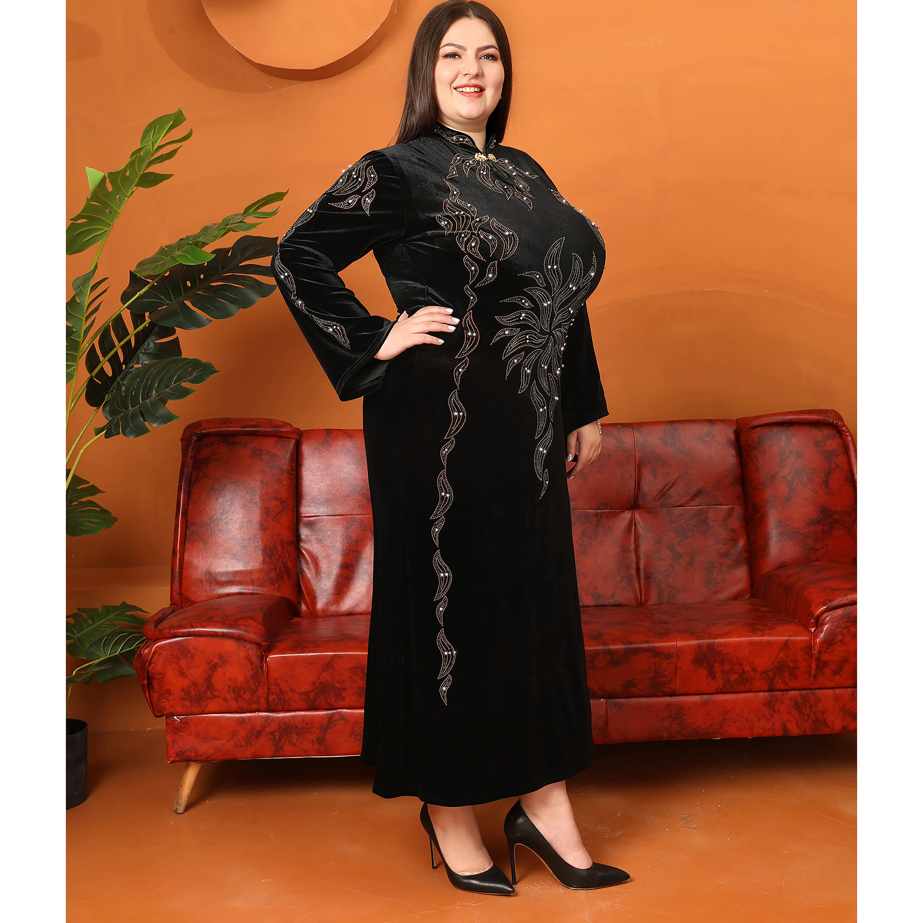 

Vestidos de fiesta Muslim Sexy Dress African Dress for Woman Plus Size Chinese Style Shinny Diamond Party Dress Elegant Design