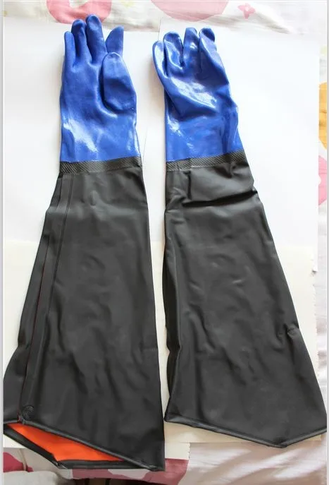 70 см Длинные ПВХ пескоструйные перчатки высокое качество промышленные |