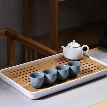 

1PC Bamboo Tea Tray Drainage Water Storage Kung Fu Set Room Board Table Chinese Pu 'er tea Cup Ceremony ToolsContracted