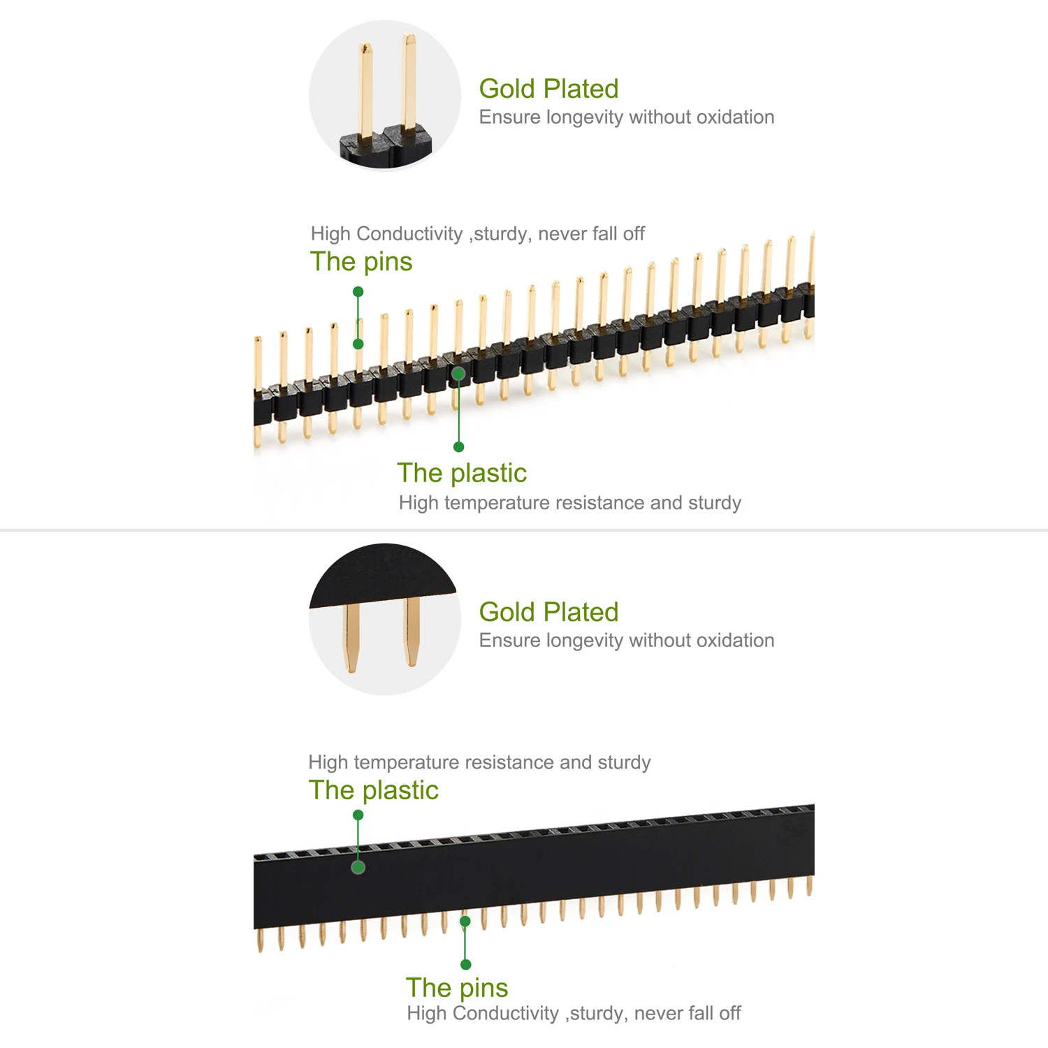 Male Female Single Row 40 Pin Header 2.54mm Gold Plated Breakable Extension Connector Strip for Arduino PCB Socket Raspberry |