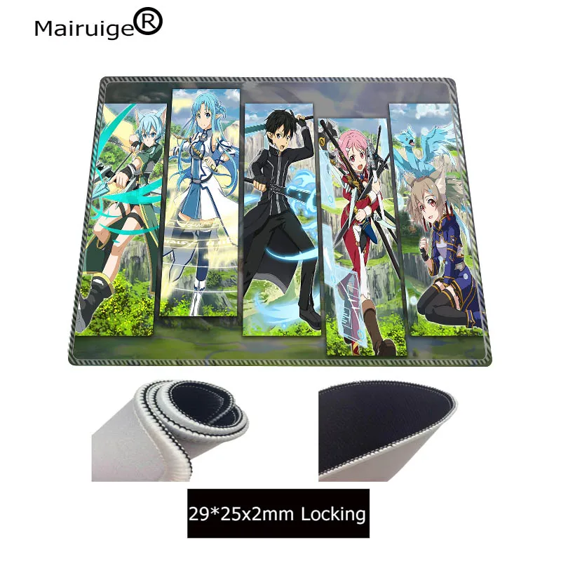 Большой коврик для мыши Mairuige Sword Art Online с фиксируемыми краями игровые коврики