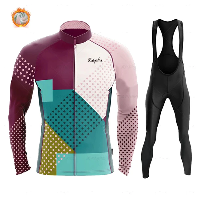 

Ralvpha 2021 Winter Thermal Fleece Cycling Jersey Clothing Bicycle Mtb Bike Downhill Shirt Men Long Sleeve Set 19D Pad
