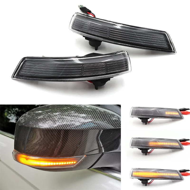 

2PCS Amber Dynamic Flowing LED Rearview Mirror Turn Signal Indicator Blinker Repeater Light For Ford Focus 2 3 Mondeo