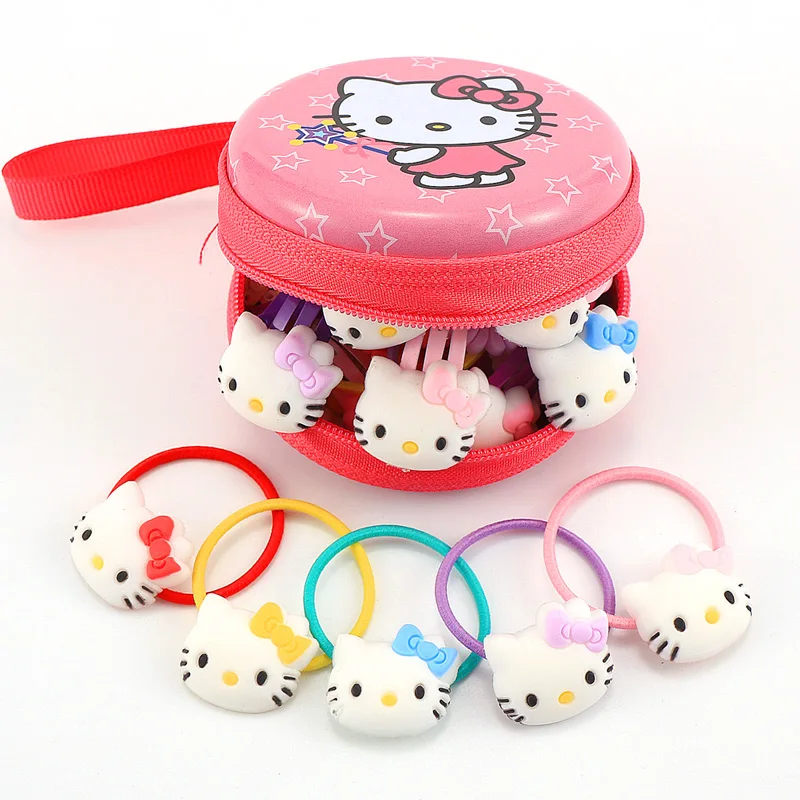 20pc KT bands На возраст от 4 до 10 лет шт./компл. милый рисунок «Hello Kitty» набор аксессуаров для волос для девочек Заколки для волос резинки для волос в верхней части коробка для хранения подарок на день рождения для детей Лидер продаж - Цвет: 20pc KT bands