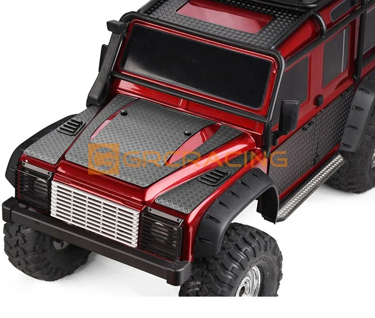 TRAXXAS TRX4 Defender Central skid plate of the hood Metal decorative sheet of the hood Silver/Black enlarge