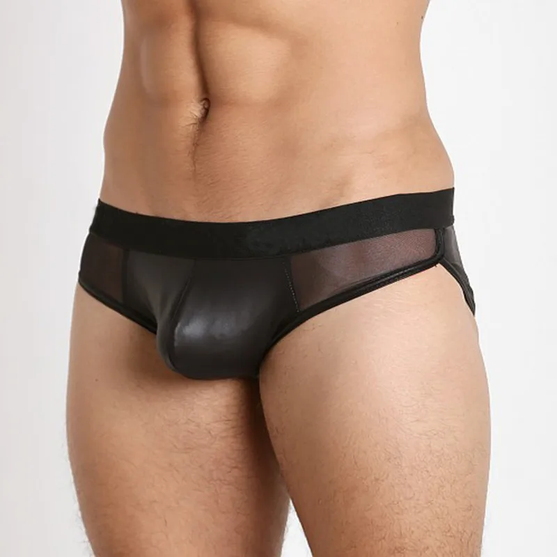 Хорошие сексуальные мужские сетчатые кожаные леггинсы облегающие боксеры с