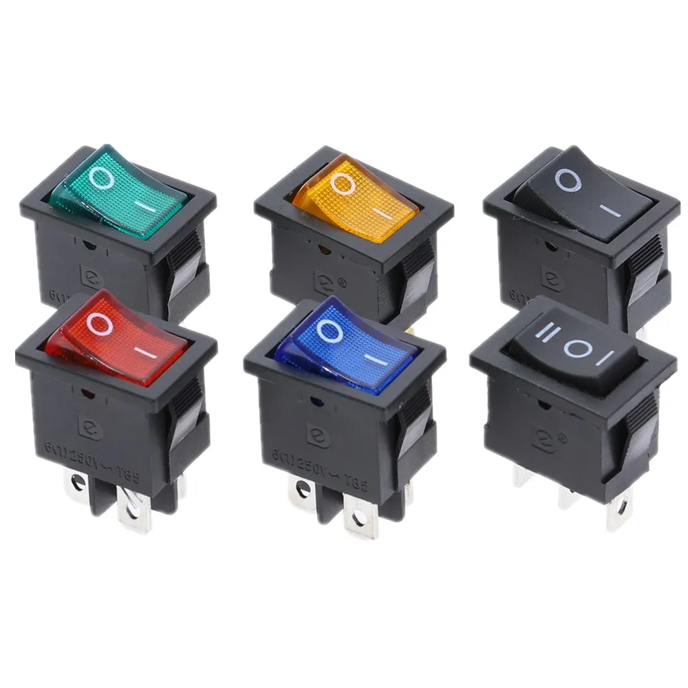 KCD1 3PIin 4Pin Лодка Автомобильный кулисный переключатель 6A/10A 250 V/125 V AC вкл.-ВЫКЛ.-ВКЛ. 250VAC 6A 125VAC 10A со светодиодным светильник 220V