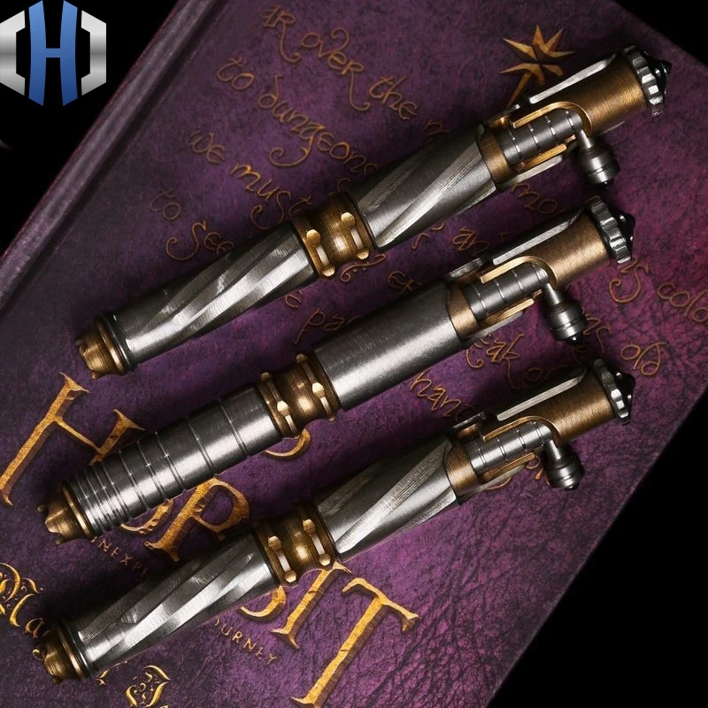 安い スパイラルタクティカルペンチタン合金真鍮分解筆記自己防衛壊れ窓多機能ボルト EDC