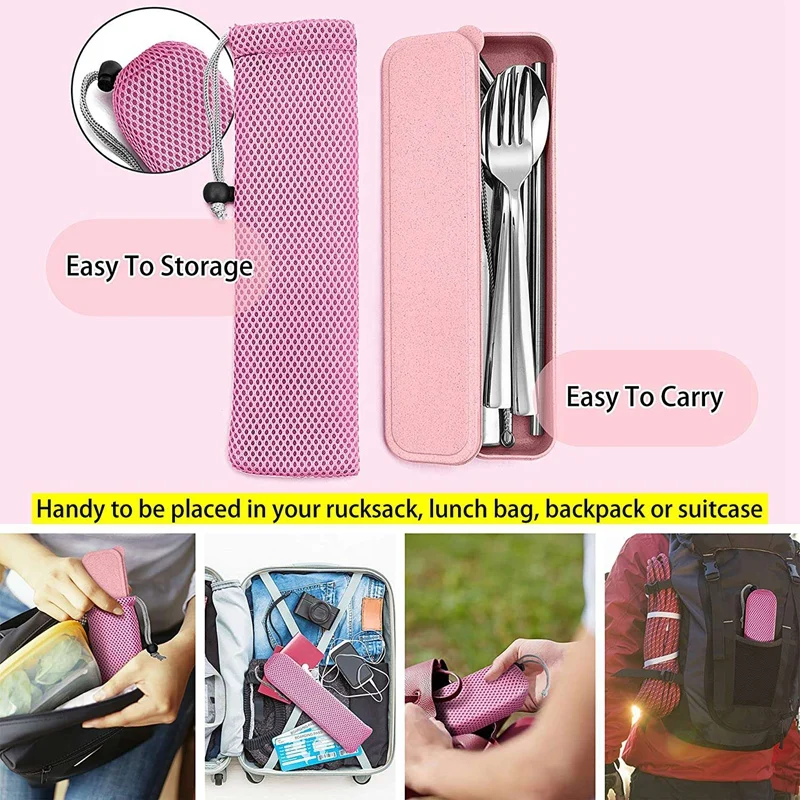 

9 Piece Travel Cutlery Sets,Stainless Steel Camping Cutlery Set for 1,Including Silver fork Knife Spoon,Chopsticks