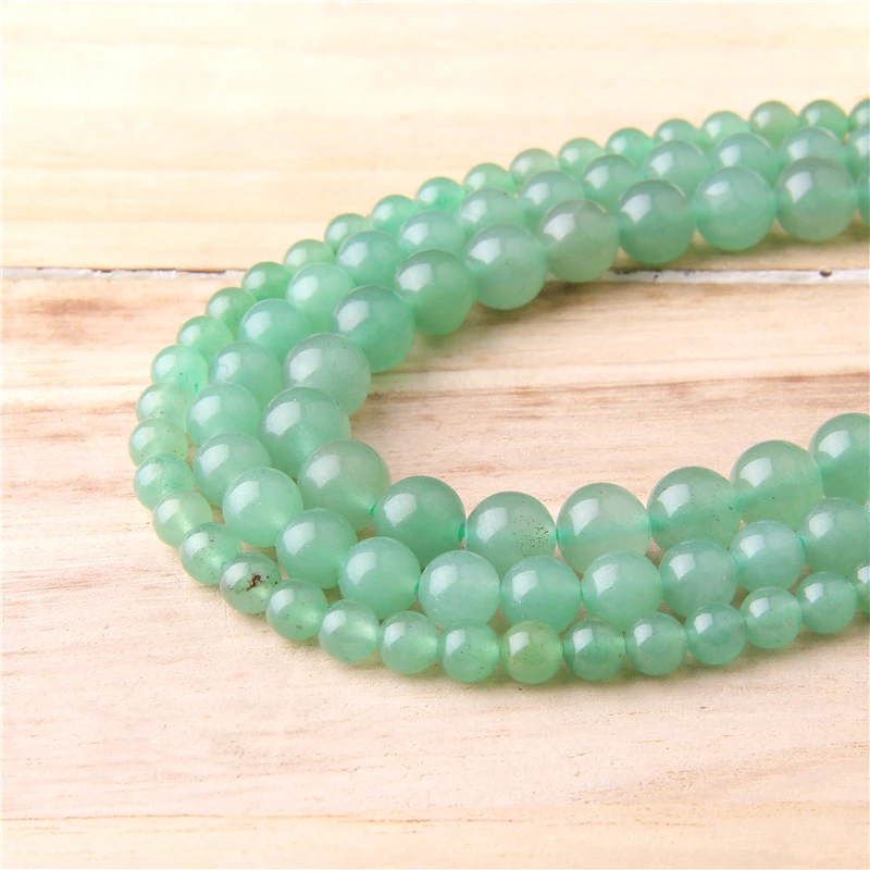 Натуральный зеленый авантюрин нефрит Круглый незакрепленный Камень Бисер для