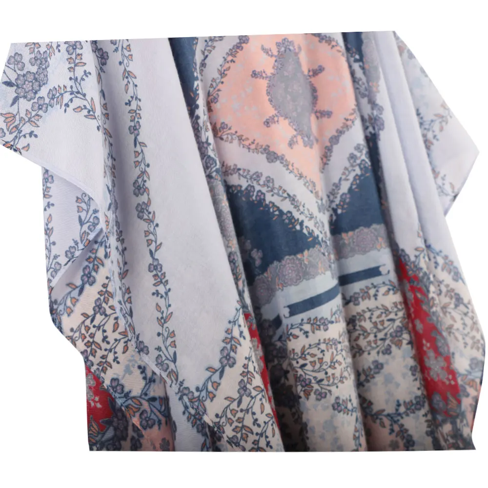 Женский пляжный шарф с кисточками и принтом накидка-пончо солнцезащитный мягкая