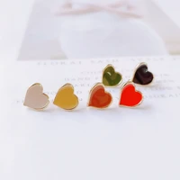 enamel heart alloy ring stud earring finding components eardrop simple style diy jewelry accessories handmade materials 6pcs