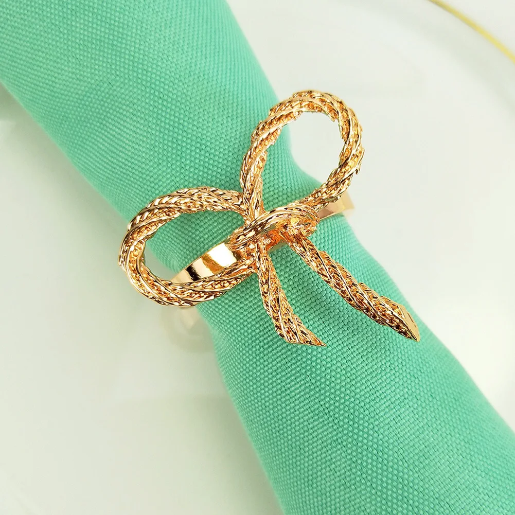 Простая Пряжка для салфеток Золотой бант кольцо из цинкового сплава тканевое