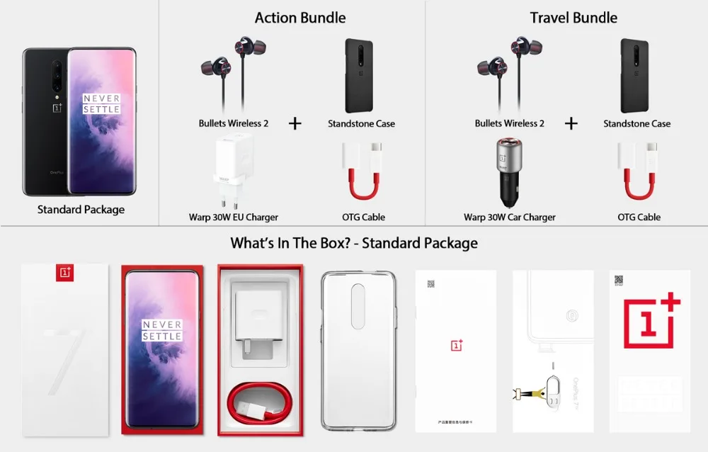 OnePlus 7 Pro, чехол для путешествий, Стандартный, 30 Вт, ЕС, зарядное устройство, автомобильное зарядное устройство, OTG кабель, пули, беспроводной, 2