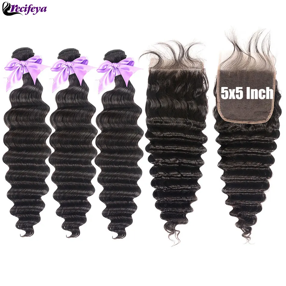 

Perucian Loose Deep Wave Bundles With HD 5x5 Closure 100% Remy Human Hair Bundles With Closure Loose Deep Bundles With Frontal