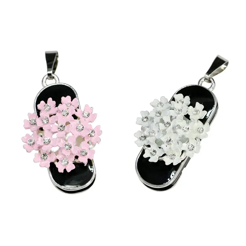 Флеш-накопитель Diamond Pink Flower USB в форме цветка, емкостью 128 ГБ, подарок для девочек, кристальное ожерелье с оленем, пендрайв емкостью 8 ГБ и 64 ГБ, версия 2.0.